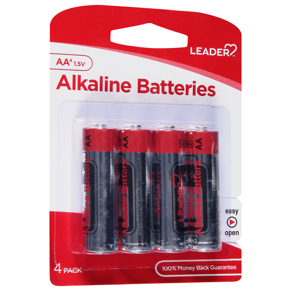 Image for Leader Batteries, Alkaline, AA, 1.5 Volt, 4 Pack, 4ea from ABC Pharmacy