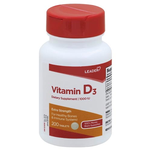 Image for Leader Vitamin D3, Extra Strength, 1000 IU, Tablets,200ea from ABC Pharmacy