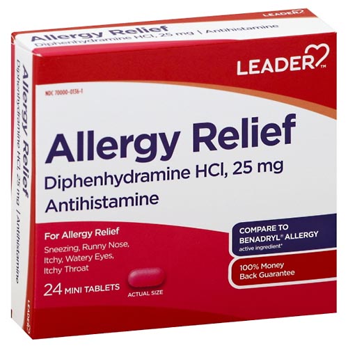 Image for Leader Allergy Relief, 25 mg, Mini Tablets,24ea from ABC Pharmacy