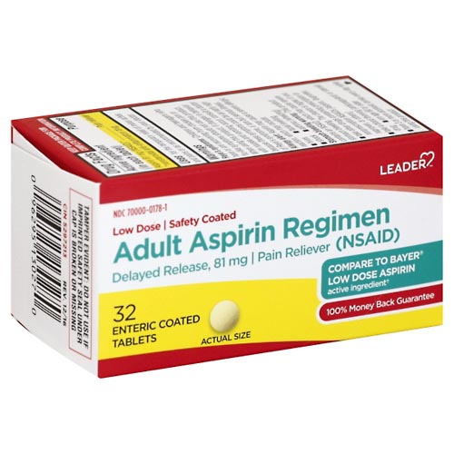 Image for Leader Aspirin Regimen, Adult, Enteric Coated Tablets,32ea from ABC Pharmacy