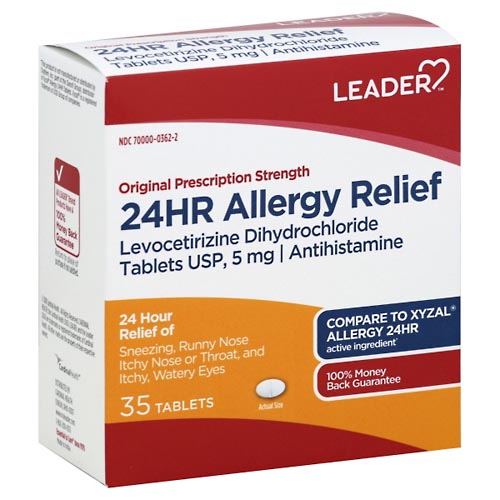 Image for Leader Allergy Relief, 24Hr, Original Prescription Strength, Tablets,35ea from ABC Pharmacy