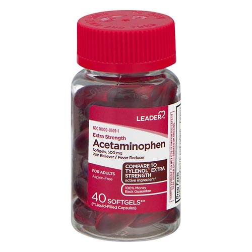 Image for Leader Acetaminophen, Extra Strength, 500 mg, Caplets,40ea from ABC Pharmacy