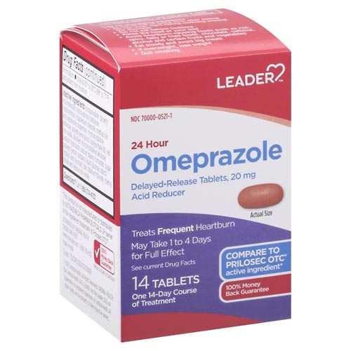 Image for Leader Omeprazole, 24 Hour, 20 mg, Delayed-Release Tablets,14ea from ABC Pharmacy