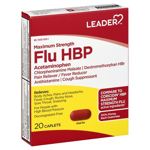 Image for Leader Flu HBP, Maximum Strength, Caplets,20ea from ABC Pharmacy