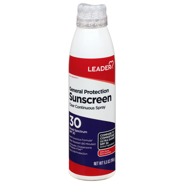 Image for Leader Sunscreen, Clear Continuous Spray, Broad Spectrum SPF 30,5.5oz from ABC Pharmacy