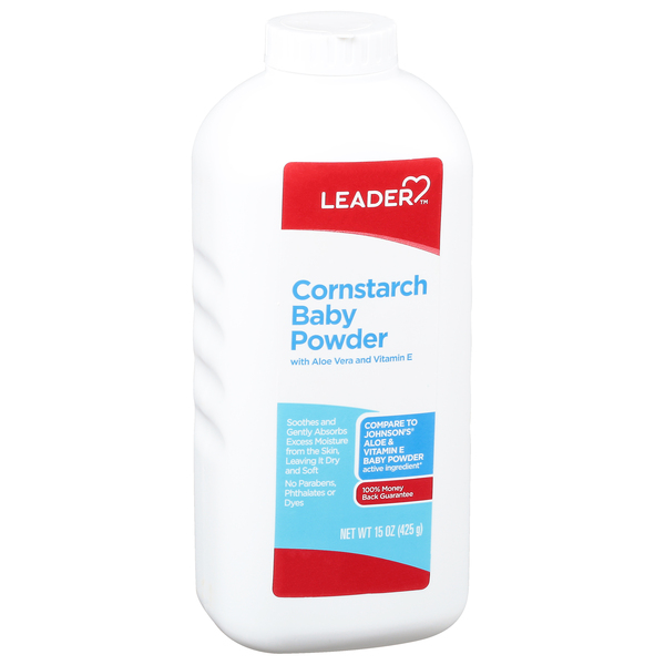 Image for Leader Cornstarch Baby Powder,15oz from ABC Pharmacy